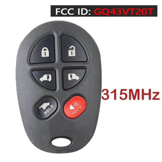2004-2018 Toyota Sienna / 6-Button Keyless Entry Remote / PN: 89742-AE051 / GQ43VT20T (AFTERMARKET)